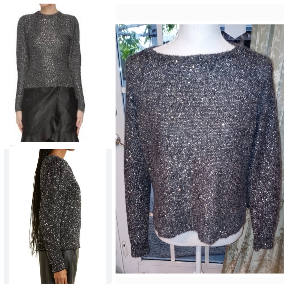 Oversized Leo & Sage Sparkly Gray Merino Wool Alpaca Blend Sweater Size XS▪︎